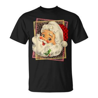 Vintage Old-Fashioned Christmas Santa Claus Face T-shirt - Seseable