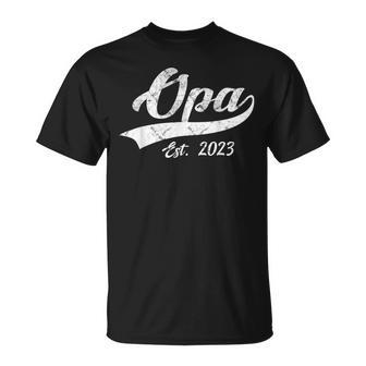 Vintage Opa Est 2023 Fathers Day Dad Papa Grandpa Men T-Shirt - Seseable