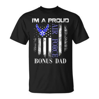 Vintage Im A Proud Air Force Bonus Dad With American Flag T-Shirt - Seseable