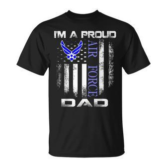 Vintage Im A Proud Air Force Dad With American Flag T-Shirt - Seseable