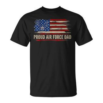 Vintage Proud Air Force Dad American Flag Veteran T-Shirt - Seseable