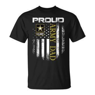 Vintage Proud Army Dad With American Flag T-Shirt - Seseable