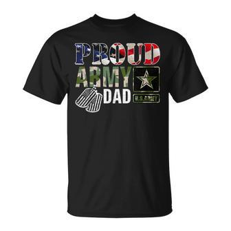 Vintage Proud Army Dad Camo With American Flag T-Shirt - Seseable