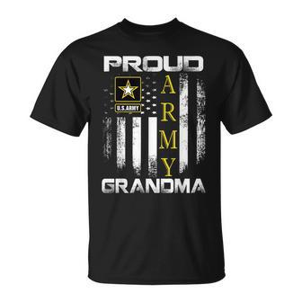 Vintage Proud Army Grandma With American Flag Gift Unisex T-Shirt | Mazezy