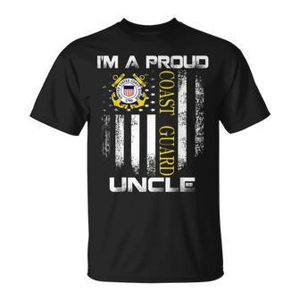 Vintage Im A Proud Coast Guard Uncle With American Flag T-Shirt - Seseable