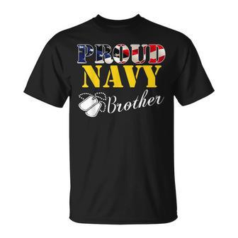 Vintage Proud Navy Brother With American Flag Veteran T-Shirt - Seseable