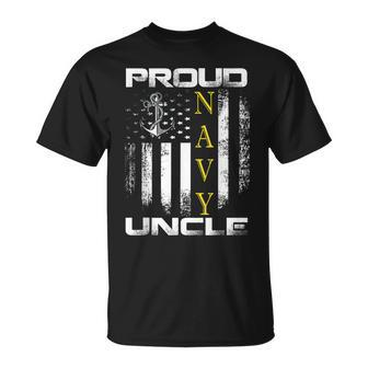 Vintage Proud Navy Uncle With American Flag Gift Unisex T-Shirt | Mazezy