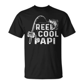 Mens Vintage Reel Cool Papi Fishing Dad Grandpa Fathers Day V2 T-Shirt - Seseable