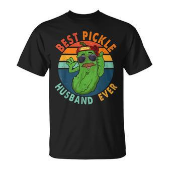 Vintage Retro Best Pickle Husband Ever Funny Pickle Mustache Unisex T-Shirt - Seseable