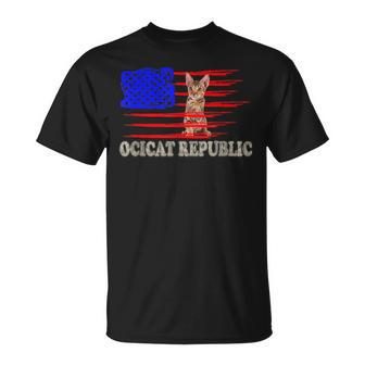 Vintage Retro Country Cat Ocicat Republic Flag Unisex T-Shirt | Mazezy