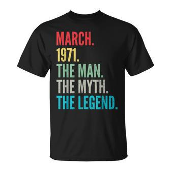 Vintage Retro March 1971 50 Years Old 50Th Birthday Gag Gift Unisex T-Shirt - Seseable