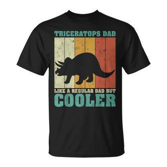 Mens Vintage Retro Triceratops Dad Like A Regular Dad Fathers Day T-Shirt - Seseable