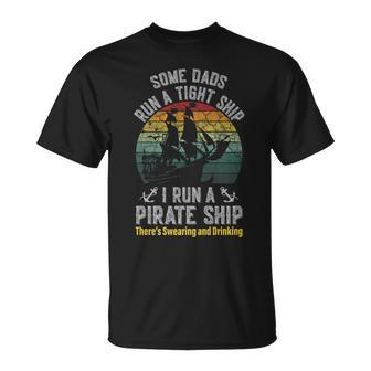 Vintage I Run A Pirate Ship Dad Mom Family Matching Father T-Shirt - Seseable