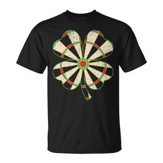 Vintage Shamrock Leaf Lucky Darts St Patricks Day Unisex T-Shirt - Seseable