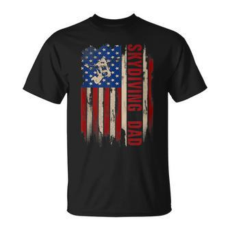 Vintage Skydiving Dad American Usa Flag Skydiver T-Shirt - Seseable