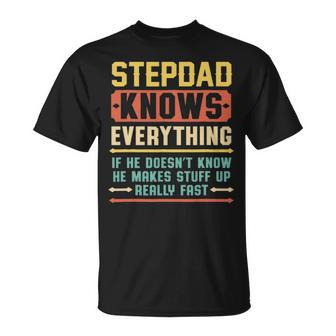 Vintage Stepdad Knows Everything Stepdad Grandpa Unisex T-Shirt - Seseable