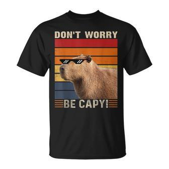 Vintage Sunset Dont Worry Be Capy Funny Capybara Unisex T-Shirt | Mazezy AU