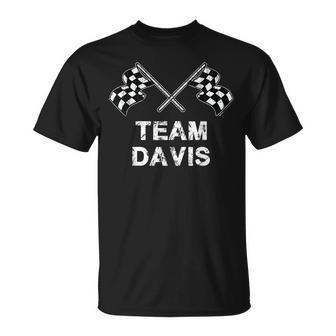 Vintage Team Davis Family Name Checkered Flag Racing Unisex T-Shirt - Seseable