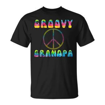 Vintage Tie Dye Peace Sign Groovy Grandpa T-Shirt - Seseable