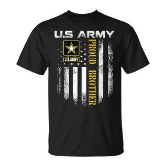Vintage US Army Proud Brother With American Flag T-Shirt - Seseable