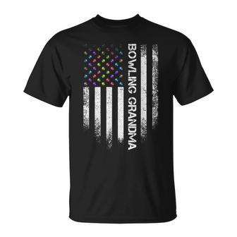 Vintage Usa American Flag Bowling Grandma Bowler Distressed Unisex T-Shirt | Mazezy