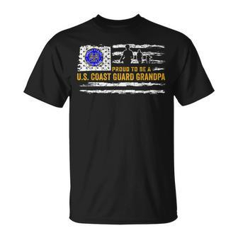 Vintage Usa American Flag Proud To Be A Coast Guard Grandpa T-Shirt - Seseable