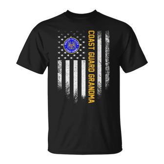 Vintage Usa American Flag Proud Us Coast Guard Grandma Funny Unisex T-Shirt | Mazezy