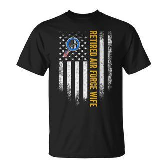 Vintage Usa American Flag Retired Us Air Force Veteran Wife T-shirt - Seseable