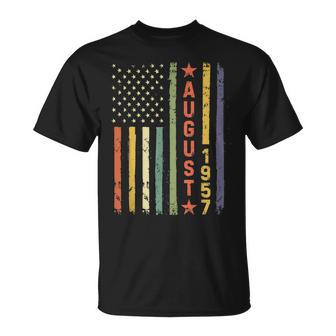 Vintage Usa Flag Awesome Since August 1957 62Th Birth T-Shirt - Seseable