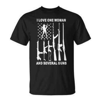 Vintage Usa Flag Dad Grandpa I Love One Woman & Several Guns T-Shirt - Seseable