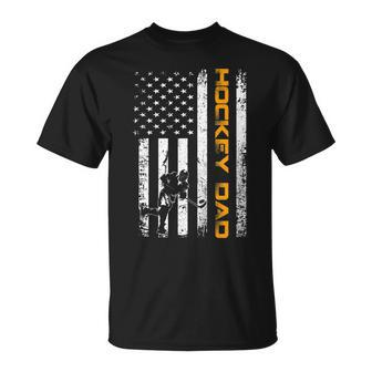 Vintage Usa Ice Hockey Dad American Flag Fathers Day Gift Unisex T-Shirt | Mazezy