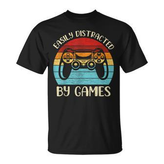 Vintage Video Game Lover Easily Distracted By Games T-shirt - Thegiftio UK