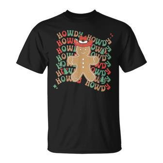 Vintage Western Christmas Howdy Gingerbread Cowboy Xmas T-shirt - Seseable
