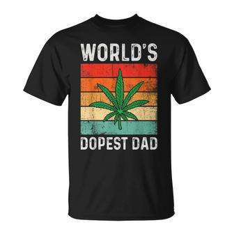 Vintage Worlds Dopest Dad Funny Marijuana Cannabis Stoner Unisex T-Shirt | Mazezy