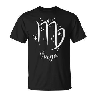 Virgo Zodiac Sign With Stars And Moon Unisex T-Shirt | Mazezy