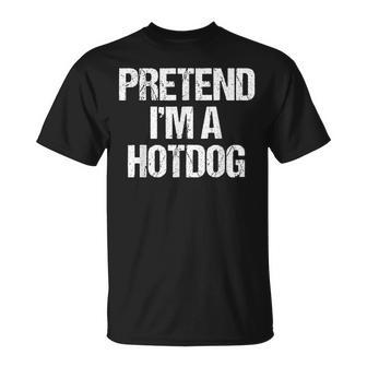 Vorgeben Ich Bin Ein Hotdog Lustig Faul Halloween-Kostüm T-Shirt - Seseable