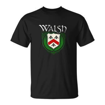 Walsh Surname Irish Last Name Walsh Family Crest V2 Unisex T-Shirt - Seseable