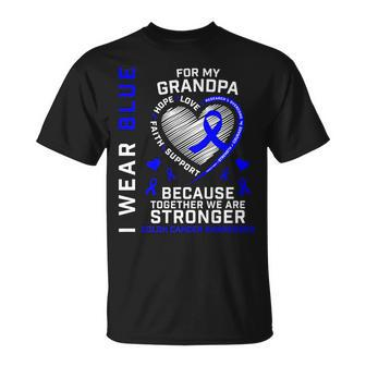 I Wear Blue For My Grandpa Colon Cancer Awareness Graphic T-Shirt - Seseable