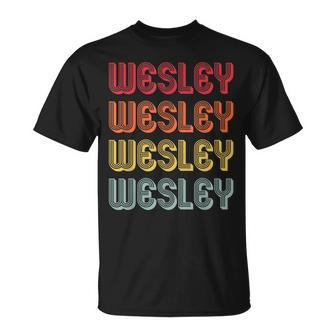 Wesley Name Personalized Retro Vintage Birthday T-Shirt - Seseable