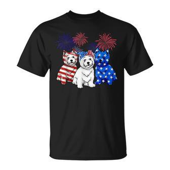 West Highland White Terrier Us Flag 4Th July Dog Mom Dog Dad Unisex T-Shirt | Mazezy