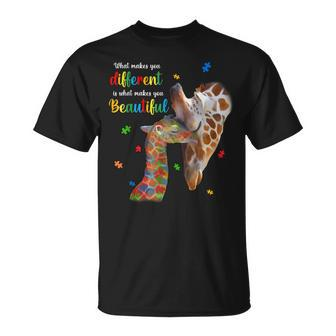 What Makes You Different Giraffe Mom Autism Child Awareness Unisex T-Shirt | Mazezy