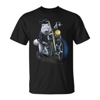 Wolf Riding Chopper Motorcycle In Full Moon Unisex T-Shirt - Seseable
