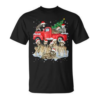 Wolf Riding Red Truck Merry Christmas X Mas Ugly T-shirt - Seseable