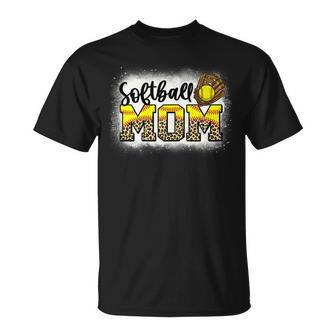 Womens Leopard Softball Mom Softball Game Day Vibes Mothers Day Unisex T-Shirt | Mazezy