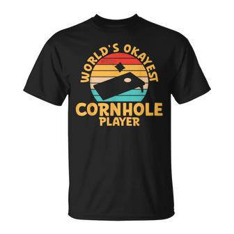 World Okayest Cornhole Player Funny Cornhole Unisex T-Shirt | Mazezy