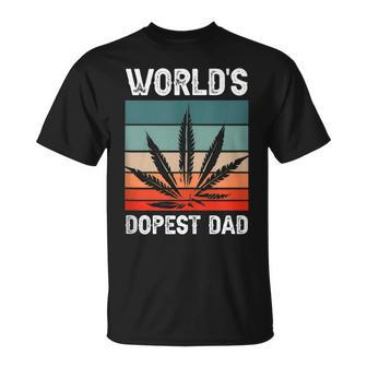 Worlds Dopest Dad Marijuana Cannabis Weed Vintage T-Shirt - Seseable