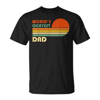 Mens Worlds Okayest Dad Father Retro Vintage T-Shirt - Seseable