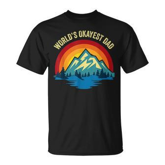 Mens Worlds Okayest Dad Father Retro Vintage T-Shirt - Seseable