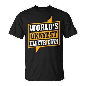 Mens Worlds Okayest Electritian Husband Dad Men T-Shirt - Seseable