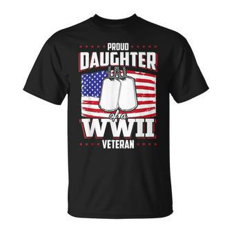Wwii Veteran Usa Proud Daughter Women Girls V2T-shirt - Seseable